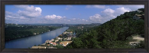 Framed High angle view of a city at the waterfront, Austin, Travis County, Texas, USA Print