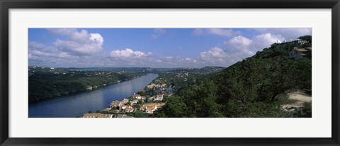 Framed High angle view of a city at the waterfront, Austin, Travis County, Texas, USA Print