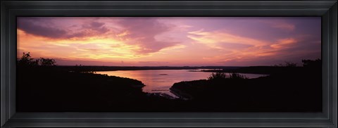 Framed Lake Travis at dusk - Pink Sky, Austin, Texas Print