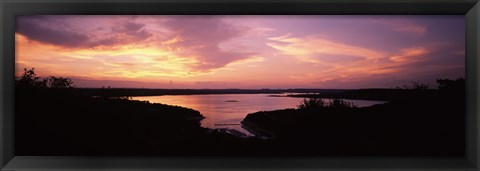 Framed Lake Travis at dusk - Pink Sky, Austin, Texas Print