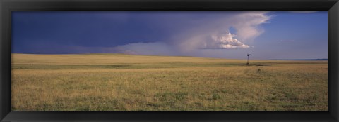 Framed Lone windmill in a field, New Mexico, USA Print