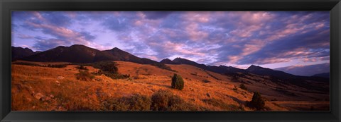 Framed Clouds over mountainous landscape at dusk, Montana, USA Print