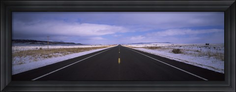 Framed Winter highway passing through a landscape, New Mexico, USA Print