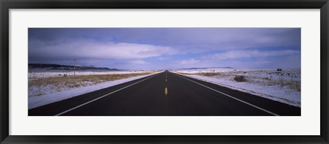 Framed Winter highway passing through a landscape, New Mexico, USA Print