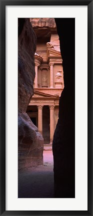 Framed Treasury through the rocks, Petra, Wadi Musa, Jordan Print