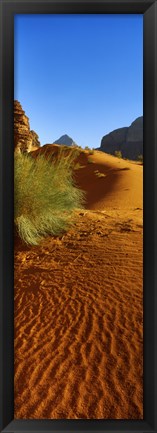 Framed Sand dunes in a desert, Jordan (vertical) Print