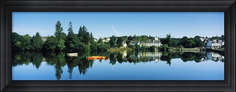 Framed View of a lake with a town in the background, Huelgoat, Finistere, Brittany, France Print