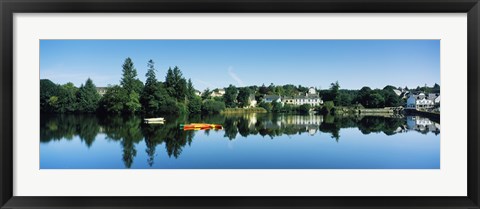 Framed View of a lake with a town in the background, Huelgoat, Finistere, Brittany, France Print