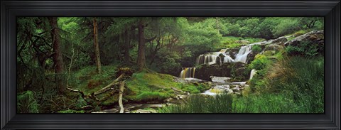Framed Waterfall in a forest, Pistyll Rhaeadr, Powys, Wales Print