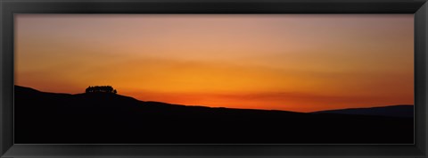 Framed Silhouette of a tree at dusk, Kirkcarrion, Middleton-In-Teesdale, County Durham, England Print