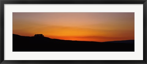 Framed Silhouette of a tree at dusk, Kirkcarrion, Middleton-In-Teesdale, County Durham, England Print