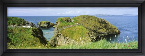 Framed Carrick-A-Rede Rope Bridge at Carrick-A-Rede, County Antrim, Northern Ireland Print