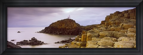 Framed Rock formations at the coast, Giant's Causeway, Bushmills, County Antrim, Northern Ireland Print