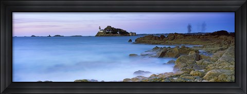 Framed Lighthouse at L&#39;ile Louet, Tahiti Bay, Carantec, Finistere, Brittany, France Print