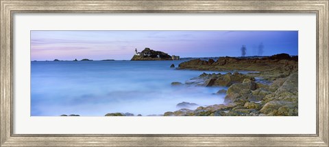 Framed Lighthouse at L&#39;ile Louet, Tahiti Bay, Carantec, Finistere, Brittany, France Print