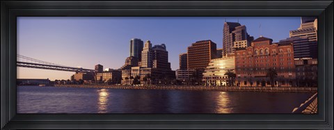 Framed Skyscrapers and Bay Bridge at sunset, San Francisco Bay, San Francisco, California, USA 2012 Print