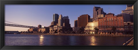 Framed Skyscrapers and Bay Bridge at sunset, San Francisco Bay, San Francisco, California, USA 2012 Print