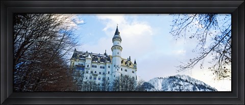 Framed Low angle view of the Neuschwanstein Castle in winter, Bavaria, Germany Print