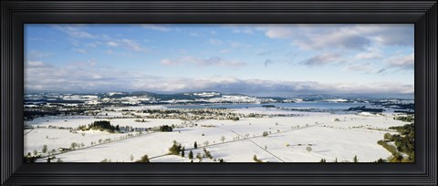 Framed Snow covered landscape, view from Neuschwanstein Castle, Fussen, Bavaria, Germany Print