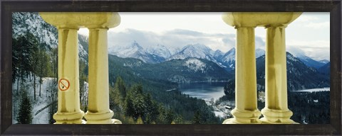 Framed Mountain range viewed from the balcony of a castle, Hohenschwangau Castle, Bavaria, Germany Print
