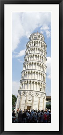 Framed Tourists looking at a tower, Leaning Tower Of Pisa, Piazza Dei Miracoli, Pisa, Tuscany, Italy Print