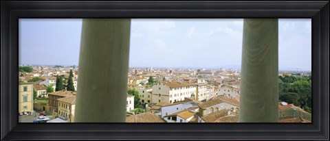 Framed City viewed from the Leaning Tower Of Pisa, Piazza Dei Miracoli, Pisa, Tuscany, Italy Print