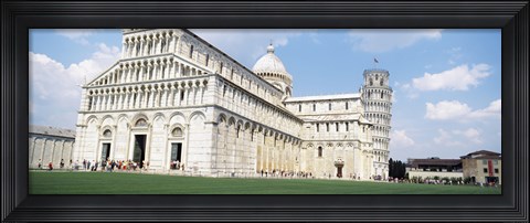 Framed Tower with a cathedral, Leaning Tower Of Pisa, Pisa Cathedral, Piazza Dei Miracoli, Pisa, Tuscany, Italy Print