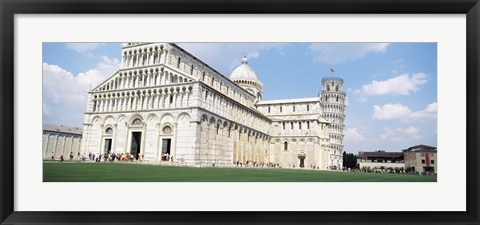 Framed Tower with a cathedral, Leaning Tower Of Pisa, Pisa Cathedral, Piazza Dei Miracoli, Pisa, Tuscany, Italy Print