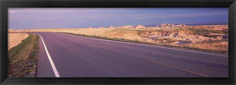 Framed Road passing through the Badlands National Park, South Dakota Print