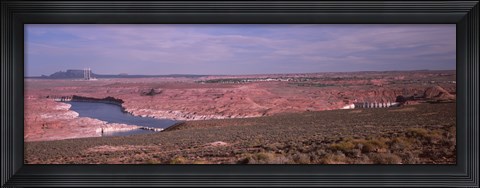 Framed Dam on a lake, Glen Canyon Dam, Lake Powell, Utah/Arizona, USA Print