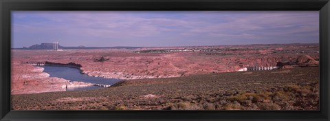 Framed Dam on a lake, Glen Canyon Dam, Lake Powell, Utah/Arizona, USA Print