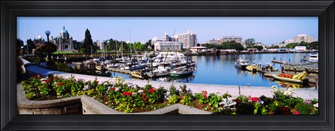 Framed Boats at Inner Harbor with Parliament Building in the background, Victoria, British Columbia, Canada Print
