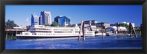 Framed Skyscrapers at the waterfront, Delta King Hotel, Sacramento, California, USA 2012 Print