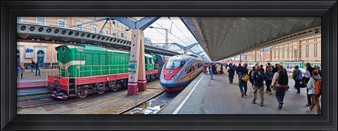 Framed Bullet train at a railroad station, St. Petersburg, Russia Print