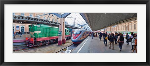 Framed Bullet train at a railroad station, St. Petersburg, Russia Print