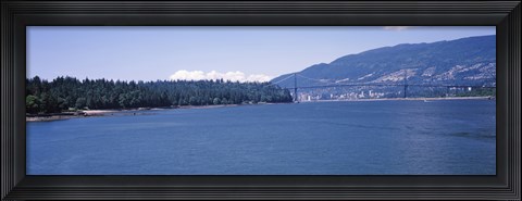 Framed Lions Gate Bridge with Mountain in the Background, Vancouver, British Columbia, Canada Print
