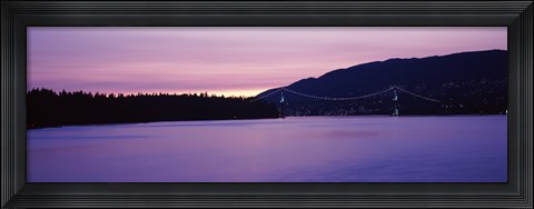 Framed Lions Gate Bridge at dusk, Vancouver, British Columbia, Canada Print