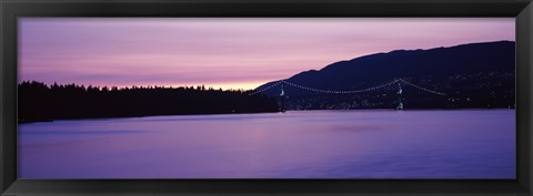 Framed Lions Gate Bridge at dusk, Vancouver, British Columbia, Canada Print