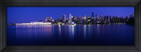 Framed Vancouver skyline at night, British Columbia, Canada Print