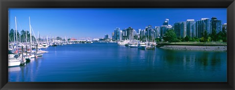 Framed Boats at a marina, Vancouver, British Columbia, Canada Print