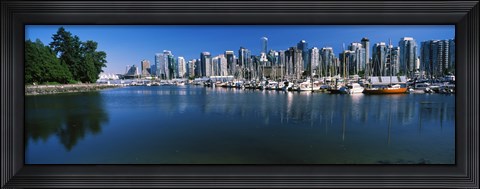 Framed Marina with city at waterfront, Vancouver, British Columbia, Canada 2013 Print
