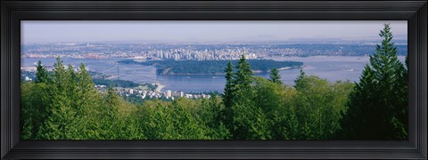 Framed Vancouver viewed from from a far, British Columbia, Canada Print