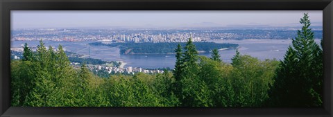 Framed Vancouver viewed from from a far, British Columbia, Canada Print