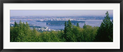 Framed Vancouver viewed from from a far, British Columbia, Canada Print
