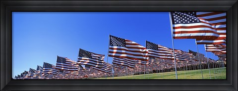 Framed American flags, Pepperdine University, Malibu, California Print
