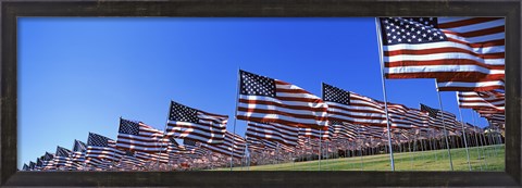 Framed American flags, Pepperdine University, Malibu, California Print