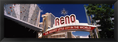 Framed Low angle view of the Reno Arch at Virginia Street, Reno, Nevada Print