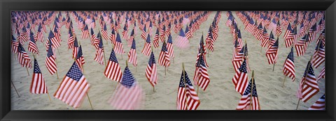 Framed 9/11 tribute flags, Pepperdine University, Malibu, California, USA Print