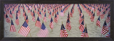 Framed 9/11 tribute flags, Pepperdine University, Malibu, California, USA Print