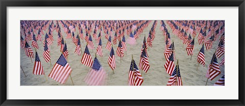 Framed 9/11 tribute flags, Pepperdine University, Malibu, California, USA Print